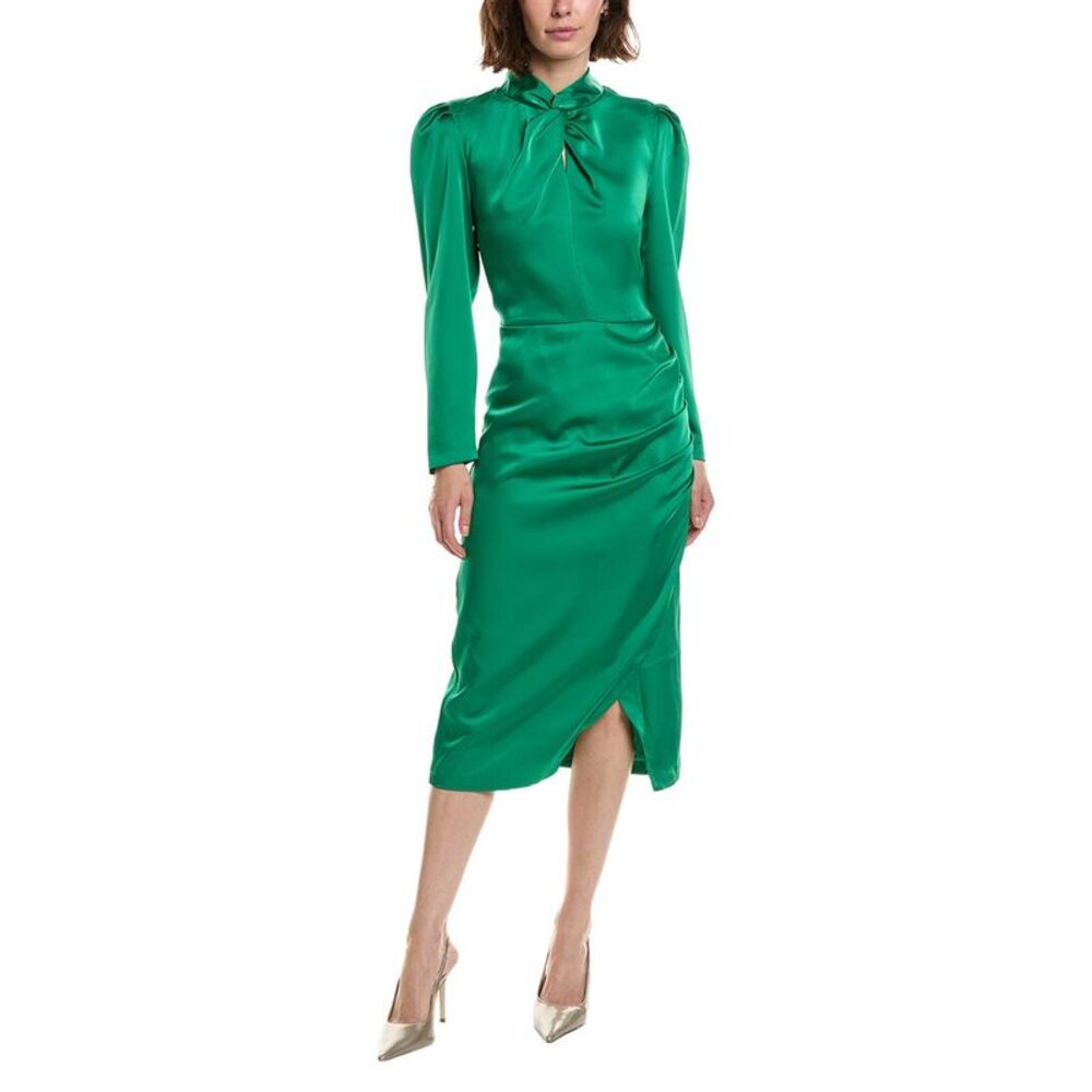 Pascale La Mode Womens Long Sleeve Midi Dress, Green